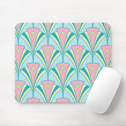 Pink Blue Green Fan Muster Mousepad (Mit Mouse)