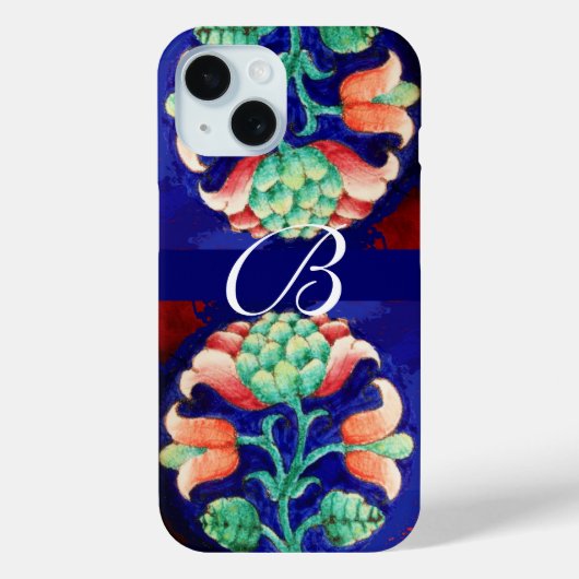 PINK BLUE GREEN FLORAL MONOGRAMM Case-Mate iPhone HÜLLE (Rückseite)