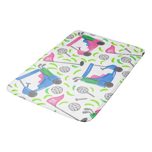 Pink Blue Green Golf Badematte (Schrägansicht)