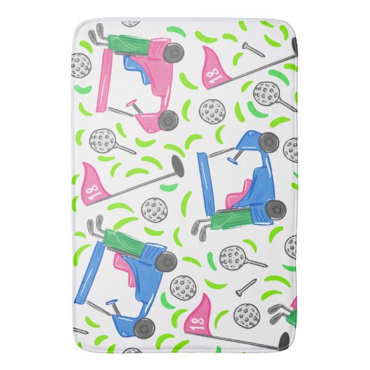 Pink Blue Green Golf Badematte (Vorderseite Vertikal)