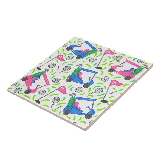 Pink Blue Green Golf Fliese (Seite)