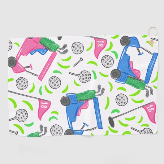Pink Blue Green Golf Handtuch (Horizontal)