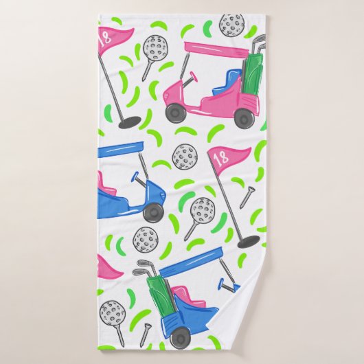 Pink Blue Green Golf Preppy Badehandtuch (Badehandtuch)