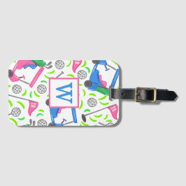 Pink Blue Green Golf Preppy Initial Gepäckanhänger