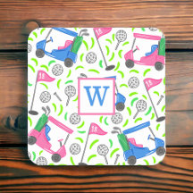 Pink Blue Green Golf Preppy Initial