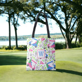 Pink Blue Green Golf Preppy Initial Tasche