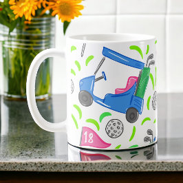 Pink Blue Green Golf Preppy Kaffeetasse