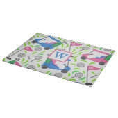Pink Blue Green Golf Preppy Monogram Initial Schneidebrett (Ecke)
