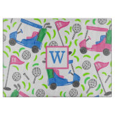 Pink Blue Green Golf Preppy Monogram Initial Schneidebrett (Vorderseite)