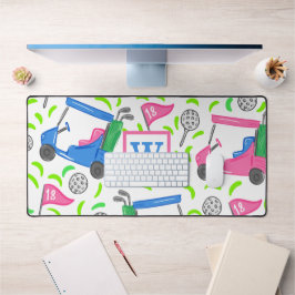 Pink Blue Green Golf Preppy Monogram Initial Schreibtischunterlage