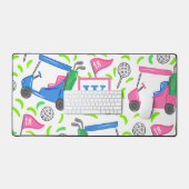 Pink Blue Green Golf Preppy Monogram Initial Schreibtischunterlage (Tastatur & Maus)