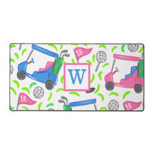 Pink Blue Green Golf Preppy Monogram Initial