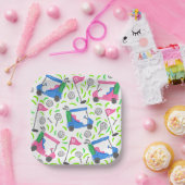 Pink Blue Green Golf Preppy Pappteller (Party)