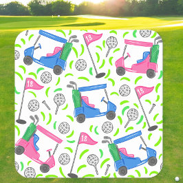 Pink Blue Green Golf Preppy Rechteckiger Pappuntersetzer