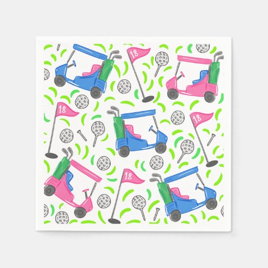 Pink Blue Green Golf Preppy Serviette (Vorderseite)
