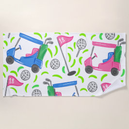 Pink Blue Green Golf Preppy Strandtuch