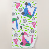 Pink Blue Green Golf Preppy Strandtuch (Vorderseite)
