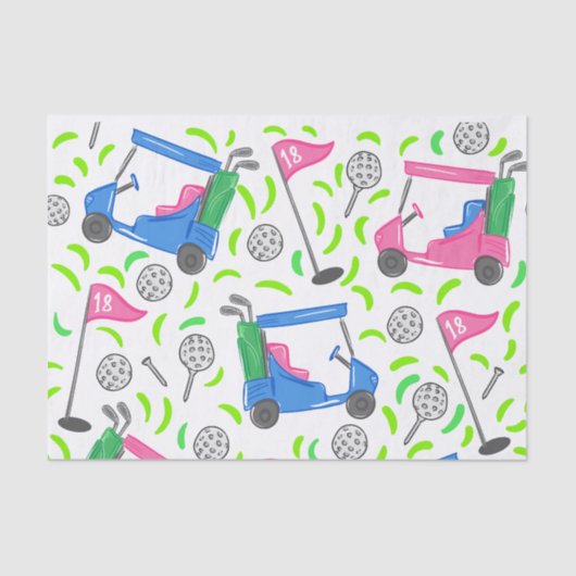 Pink Blue Green Golf Seidenpapier (Vorderseite)