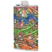 Pink, Blue, Green, Orange, Marble Artwork Flachmann (Links)