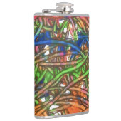 Pink, Blue, Green, Orange, Marble Artwork Flachmann (Rechts)