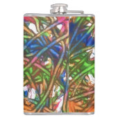 Pink, Blue, Green, Orange, Marble Artwork Flachmann (Rückseite)