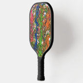 Pink, Blue, Green, Orange, Marble Artwork Pickleball Schläger (Links)