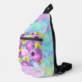 PINK BLUE GREEN PURPLE BLUMEN UND OMBRE CROSSBODY BAG (Rechte Ecke)