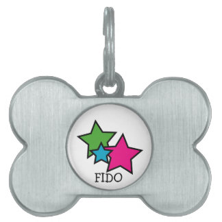Pink Blue Green Stars personalisieren Tiermarke