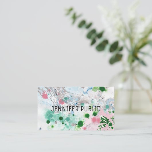 Pink Blue Green Trendy Abstrakt Elegant Template Visitenkarte (Stehend Vorderseite)