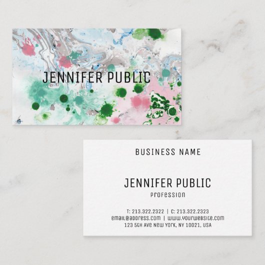 Pink Blue Green Trendy Abstrakt Elegant Template Visitenkarte (Vorne/Hinten)