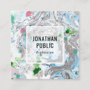 Pink Blue Green Trendy Moderne Abstrakte Kunst Quadratische Visitenkarte