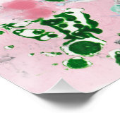 Pink Blue Green White Trendy Moderne Abstrakte Kun Poster (Ecke)