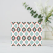 Pink Blue Grey Geometric Ikat Tribal Print Pattern Postkarte (Stehend Vorderseite)