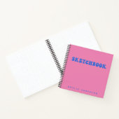Pink Blue Groovy Sketchbook Personalisiert Name Notizblock (Innenseite)