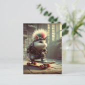 Pink Blue Hair Punk Rock Skateboard Hamster Postkarte (Stehend Vorderseite)