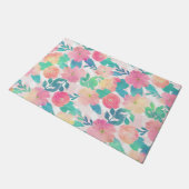 Pink Blue Hand Paint Floral Girl Design Fußmatte (Schrägansicht)