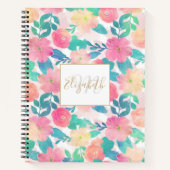 Pink Blue Hand Paint Floral Girl Design Notizblock (Vorderseite)