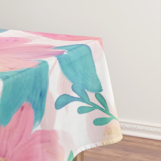 Pink Blue Hand Paint Floral Girl Design Tischdecke (Beispiel)