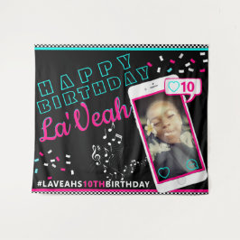 Pink|Blue Handy Foto Social Media & Music Wandteppich