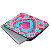 Pink Blue Heart Pattern Laptopschutzhülle (Vorne Knopf)