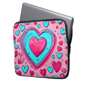 Pink Blue Heart Pattern Laptopschutzhülle (Vorderseite Links)