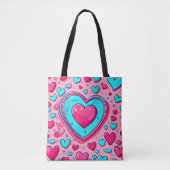 Pink Blue Heart Pattern Tasche (Vorderseite)