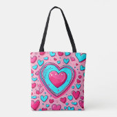 Pink Blue Heart Pattern Tasche (Rückseite)