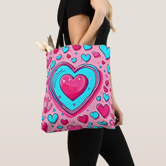 Pink Blue Heart Pattern Tasche (Von Nahem)