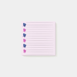 Pink & Blue Heart Post - it Notes Post-it Klebezettel