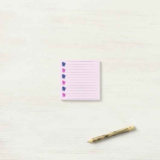Pink & Blue Heart Post - it Notes Post-it Klebezettel (Auf Schreibtisch)