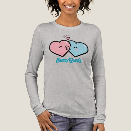 Pink & Blue Hearts Kiss Tri-Blend Shirt (Vorderseite)