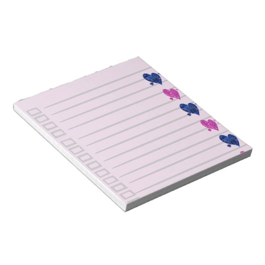 Pink & Blue Heft Notepad Notizblock (angewinkelt)