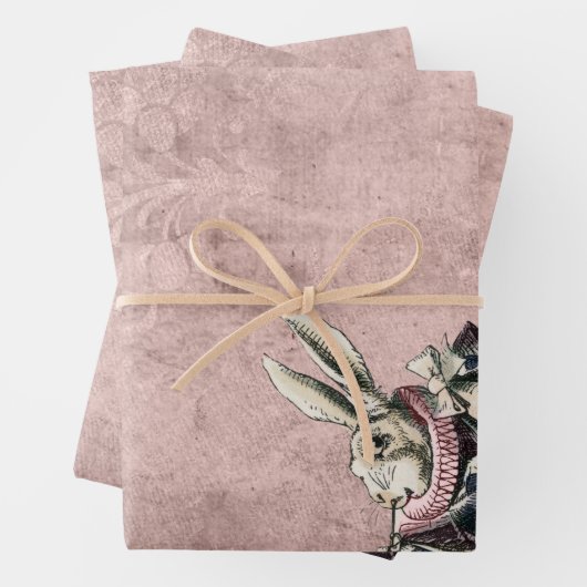 Pink Blue Herald White Rabbit Alice im Wunderland Geschenkpapier Set (Beispiel)