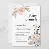 Pink Blue Hübsch Floral Baby Brunch Dusche Einladung (Vorderseite)